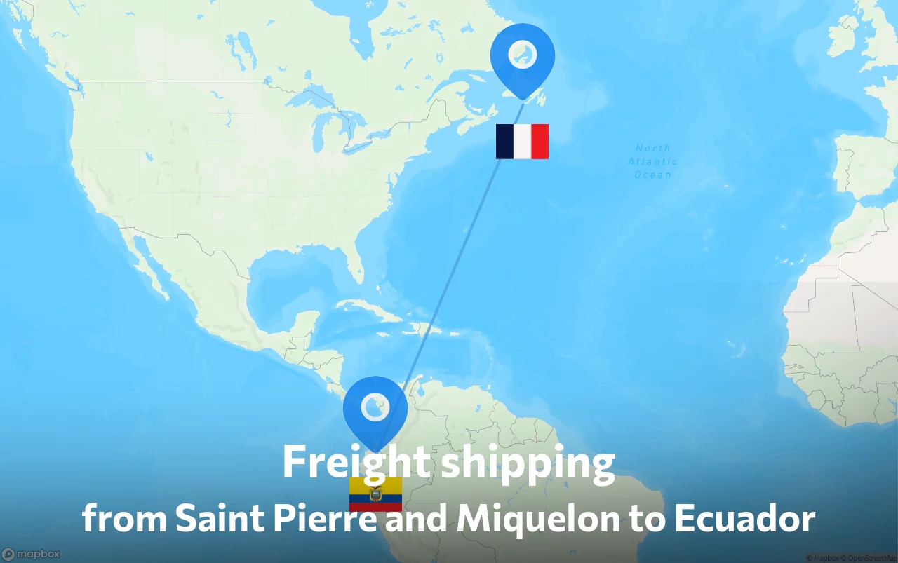 Shipping route from Saint Pierre and Miquelon to Ecuador