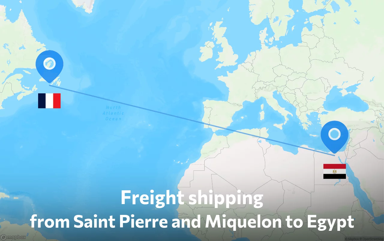 Shipping route from Saint Pierre and Miquelon to Egypt