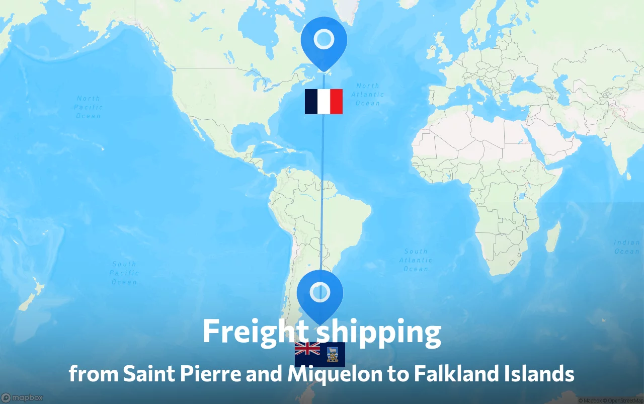 Shipping route from Saint Pierre and Miquelon to Falkland Islands