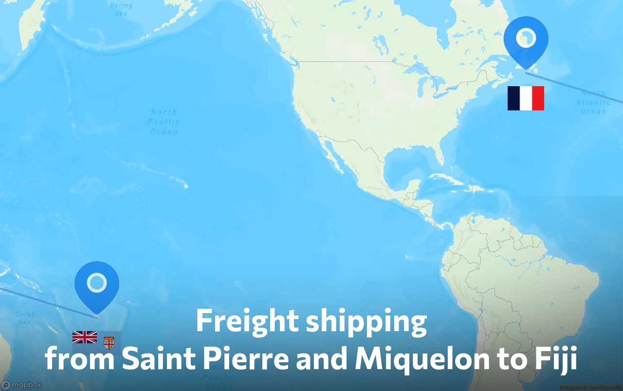 Shipping route from Saint Pierre and Miquelon to Fiji