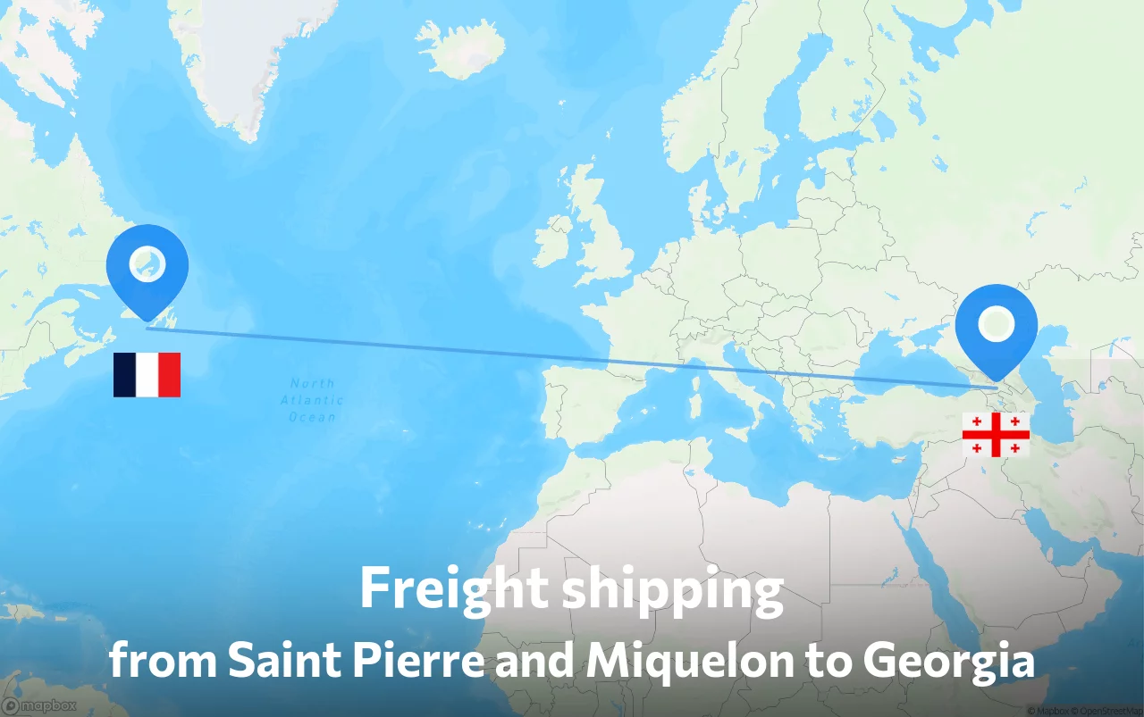 Shipping route from Saint Pierre and Miquelon to Georgia