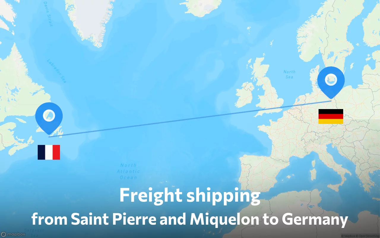 Shipping route from Saint Pierre and Miquelon to Germany