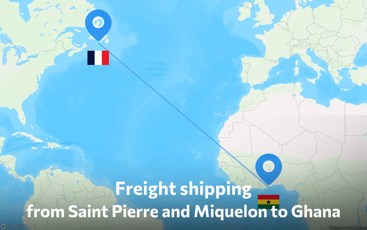 Shipping route from Saint Pierre and Miquelon to Ghana