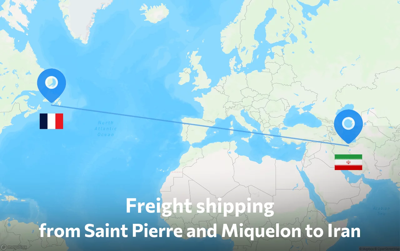 Shipping route from Saint Pierre and Miquelon to Iran