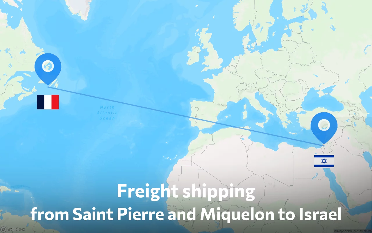 Shipping route from Saint Pierre and Miquelon to Israel