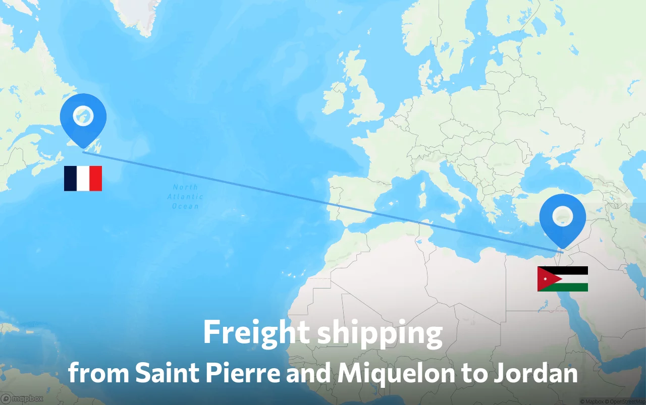 Shipping route from Saint Pierre and Miquelon to Jordan