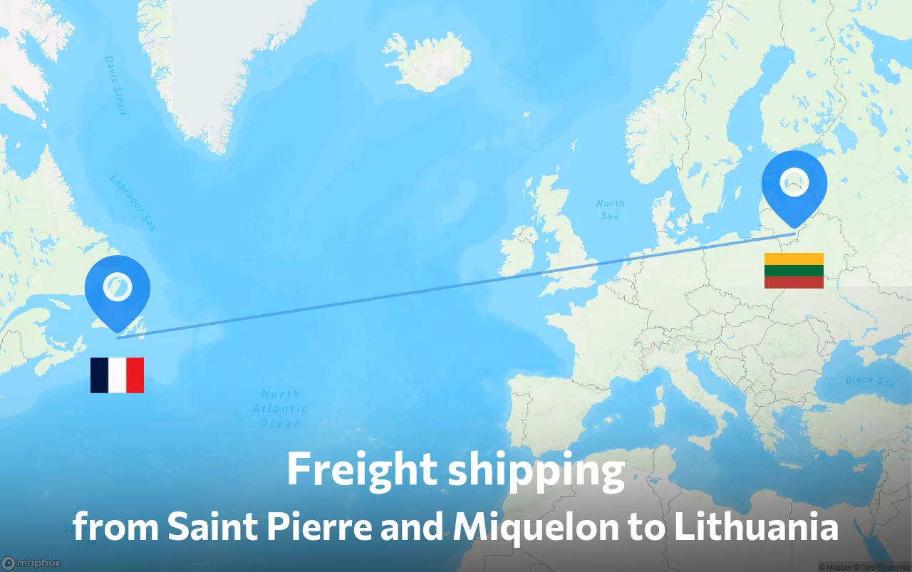 Shipping route from Saint Pierre and Miquelon to Lithuania