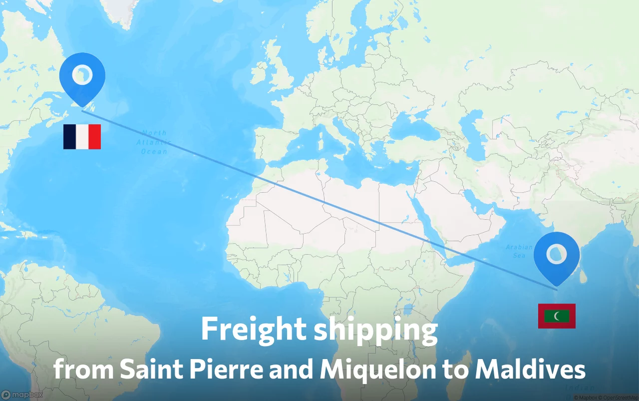 Shipping route from Saint Pierre and Miquelon to Maldives