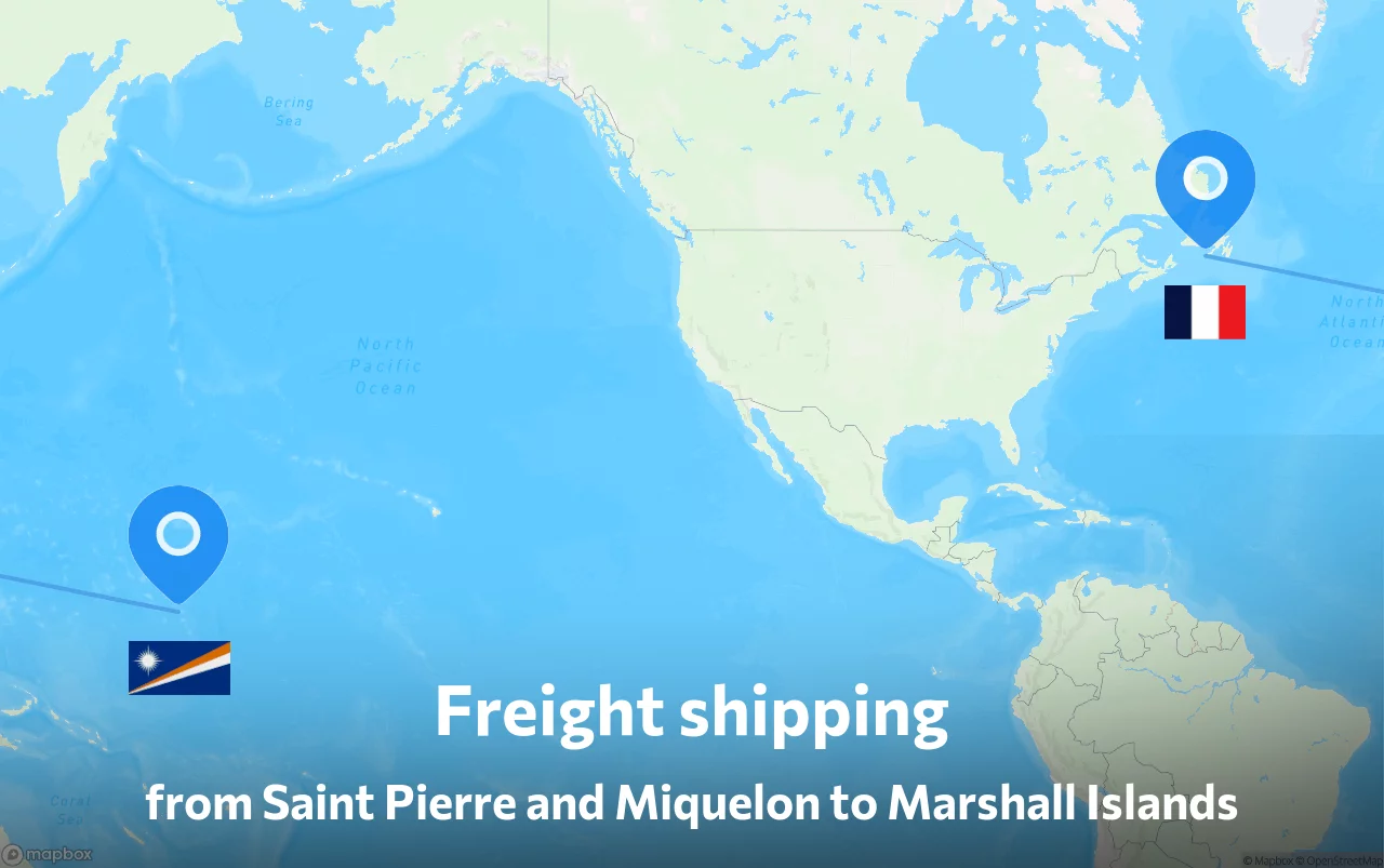 Shipping route from Saint Pierre and Miquelon to Marshall Islands