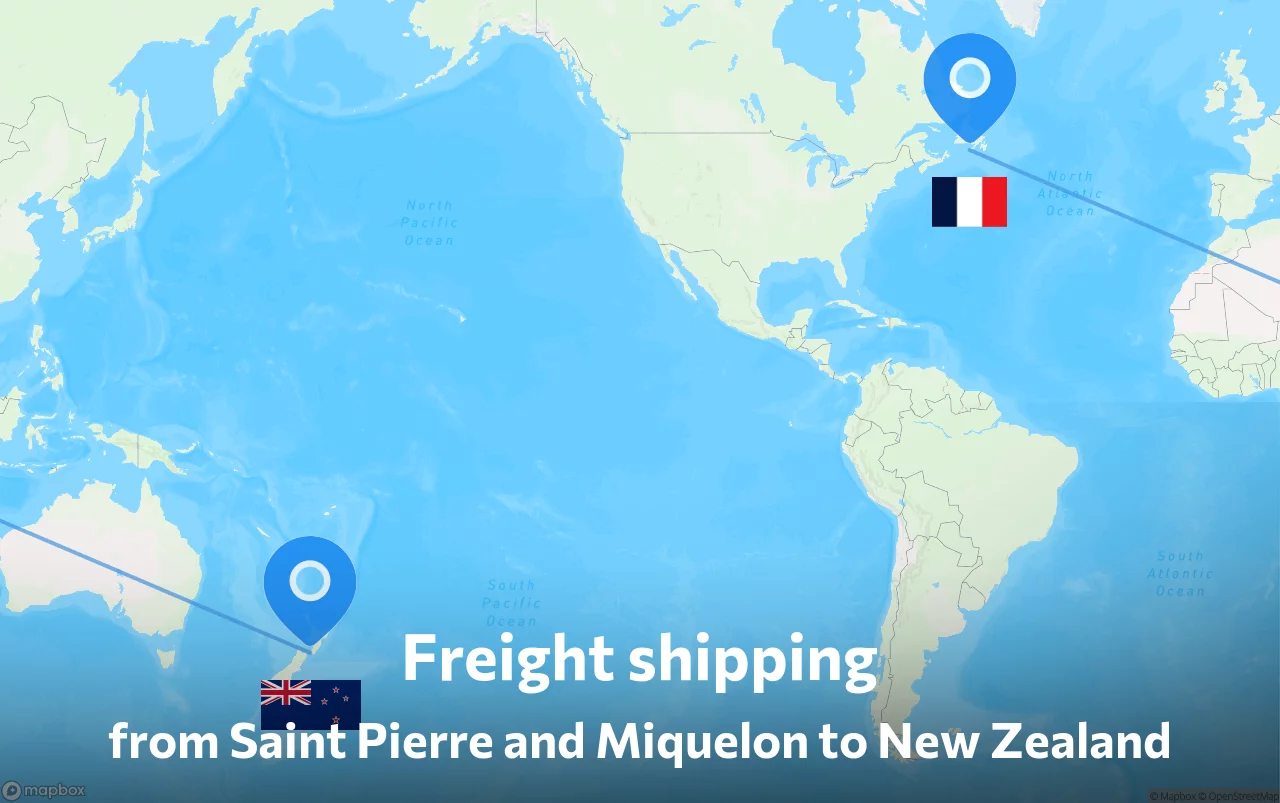 Shipping route from Saint Pierre and Miquelon to New Zealand