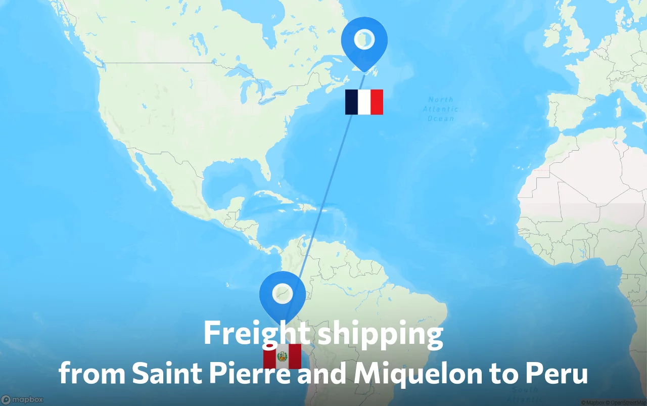 Shipping route from Saint Pierre and Miquelon to Peru