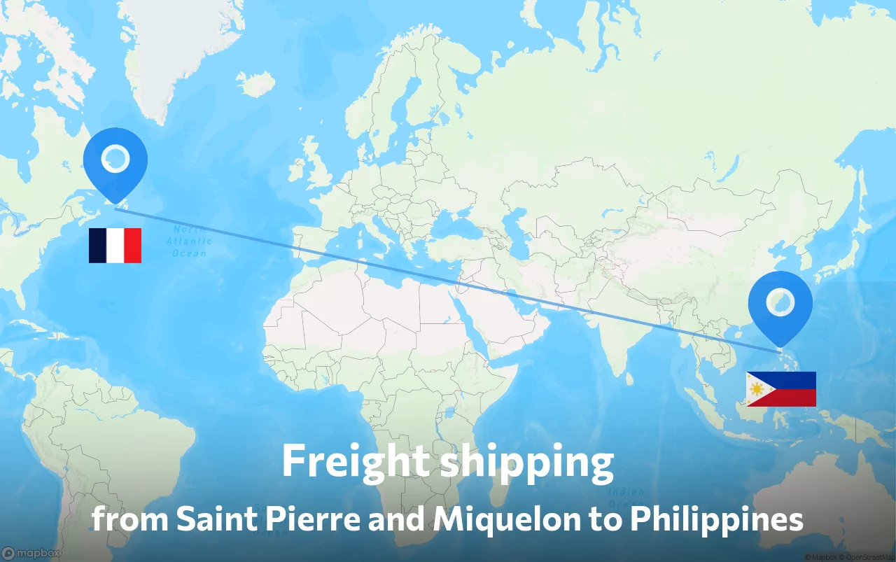 Shipping route from Saint Pierre and Miquelon to Philippines