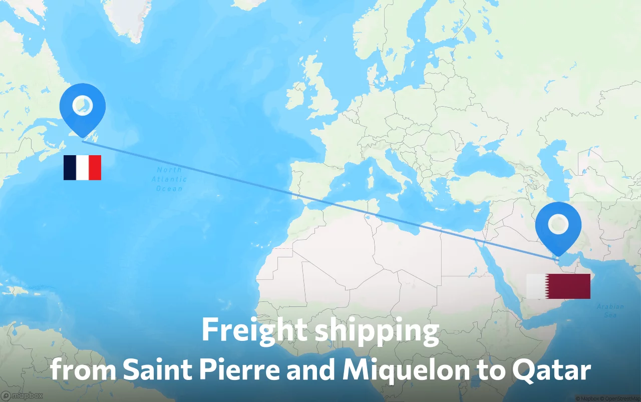 Shipping route from Saint Pierre and Miquelon to Qatar