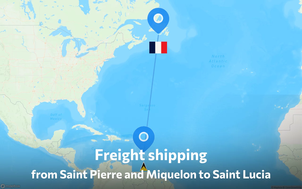 Shipping route from Saint Pierre and Miquelon to Saint Lucia