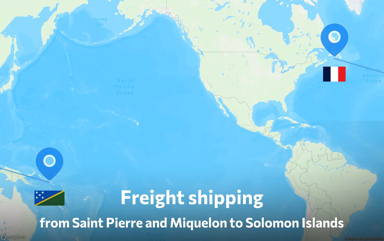 Shipping route from Saint Pierre and Miquelon to Solomon Islands