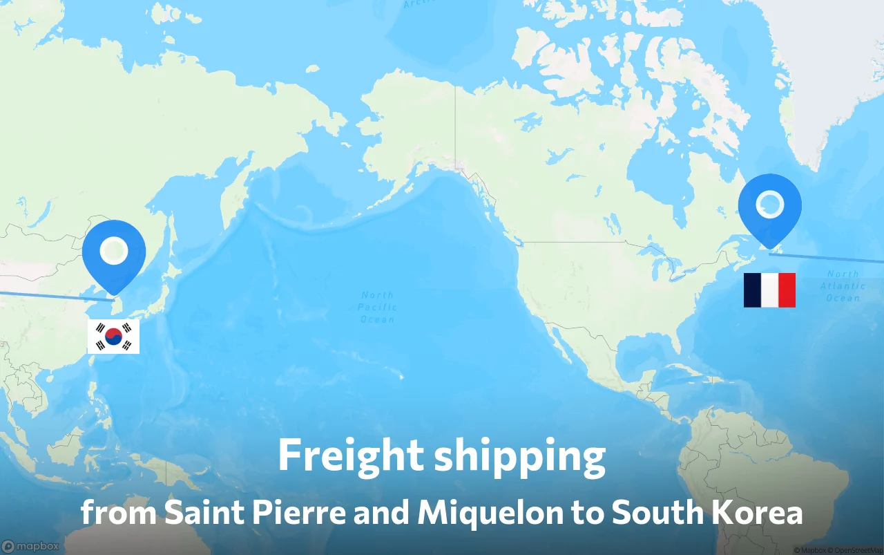 Shipping route from Saint Pierre and Miquelon to South Korea