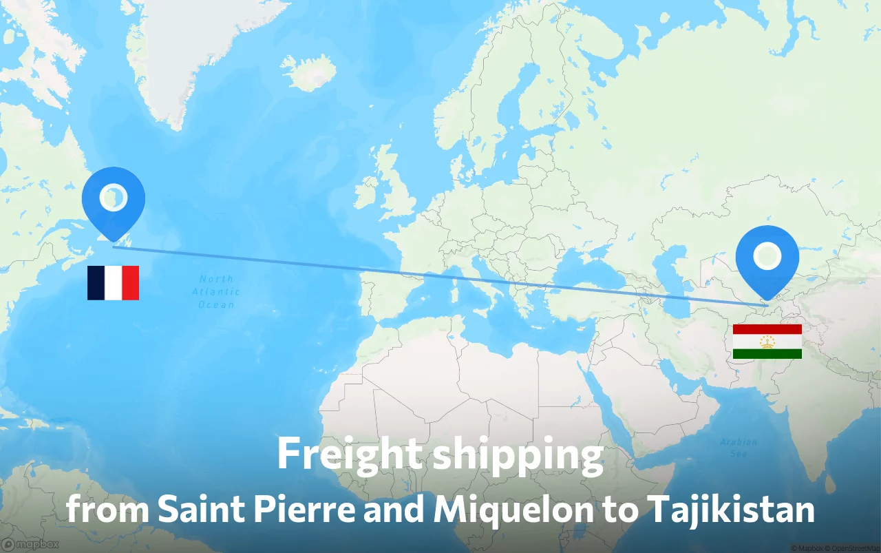 Shipping route from Saint Pierre and Miquelon to Tajikistan