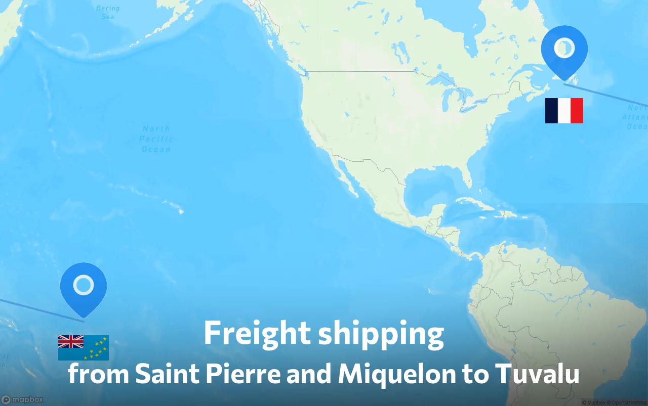 Shipping route from Saint Pierre and Miquelon to Tuvalu