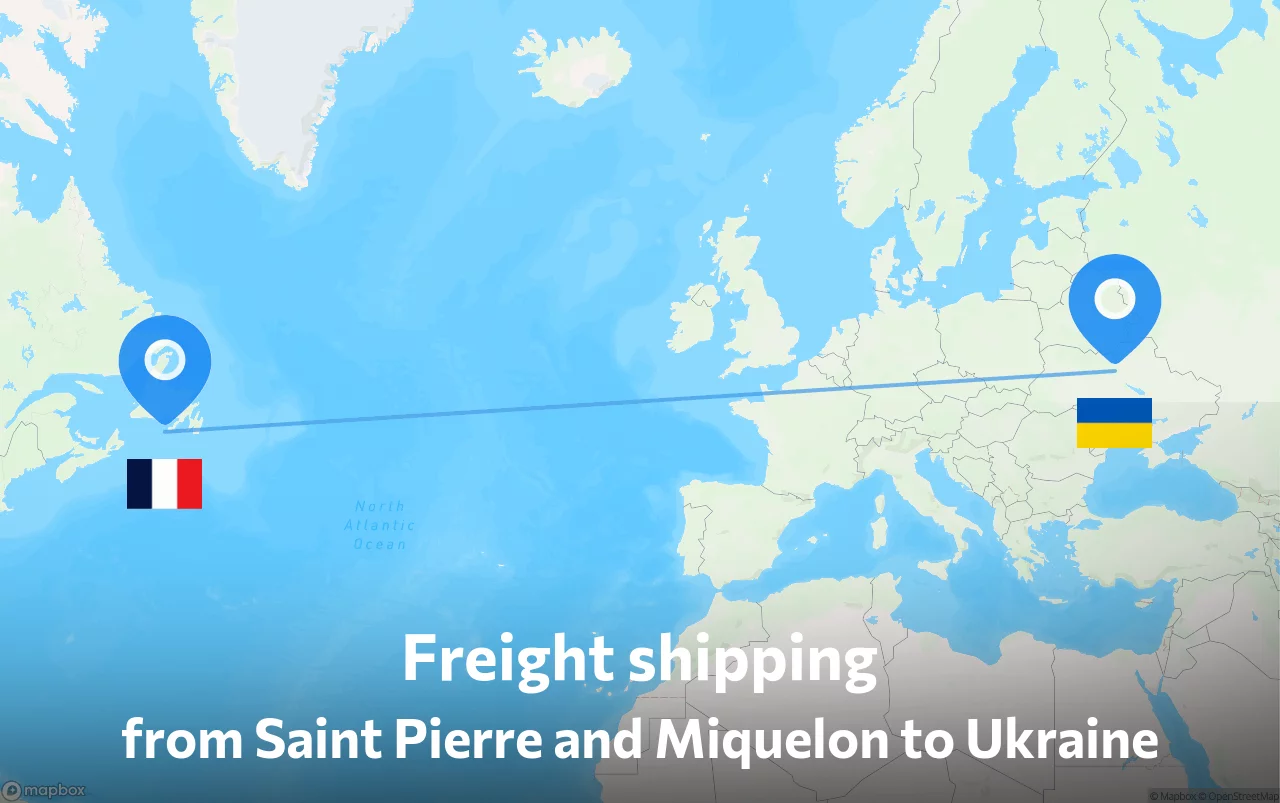 Shipping route from Saint Pierre and Miquelon to Ukraine