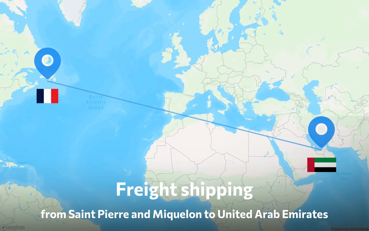 Shipping route from Saint Pierre and Miquelon to United Arab Emirates