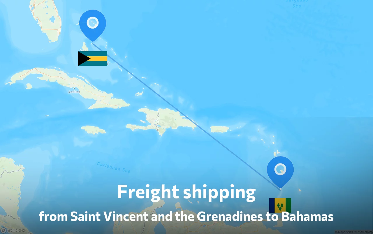 Shipping route from Saint Vincent and the Grenadines to Bahamas