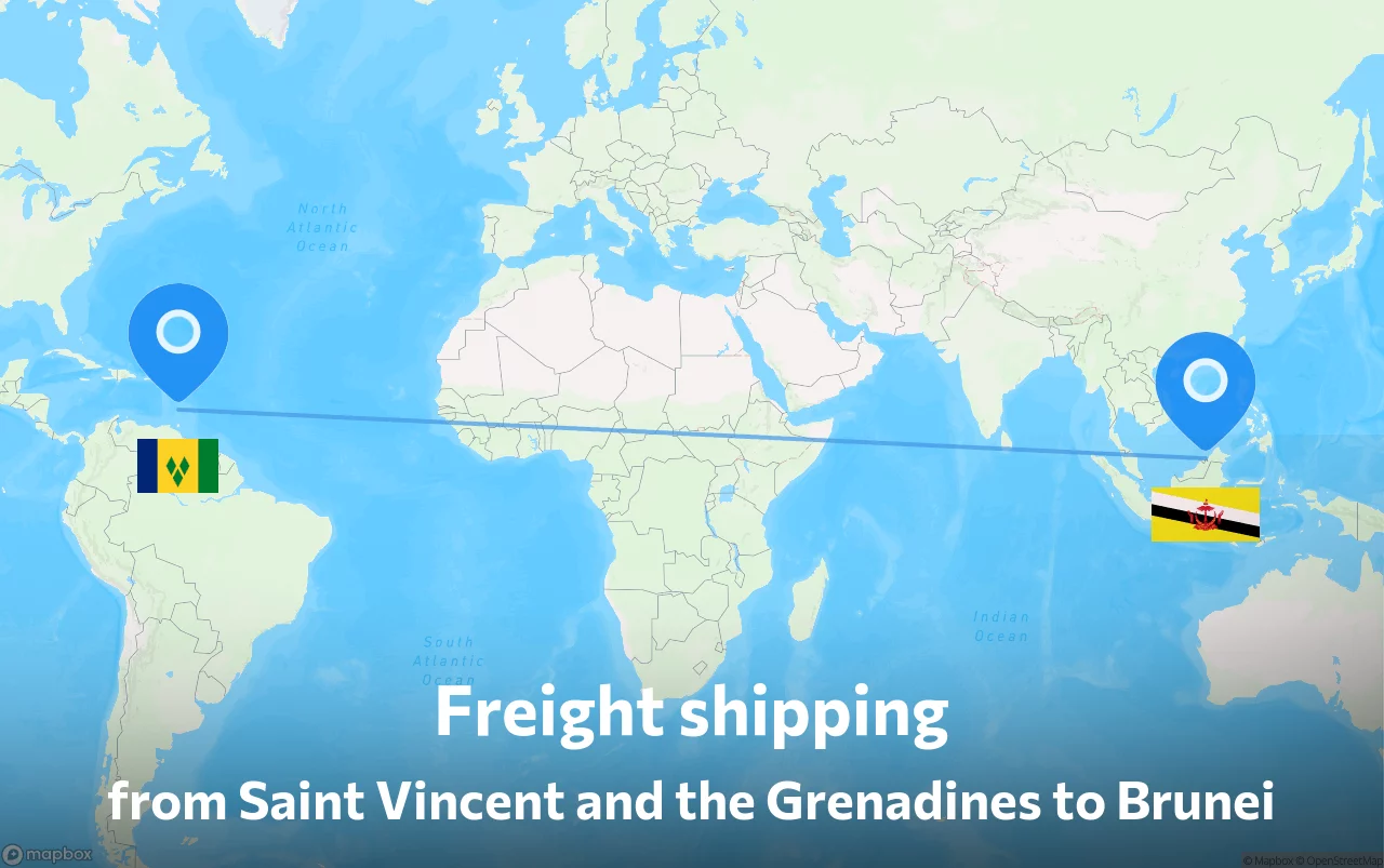 Shipping route from Saint Vincent and the Grenadines to Brunei