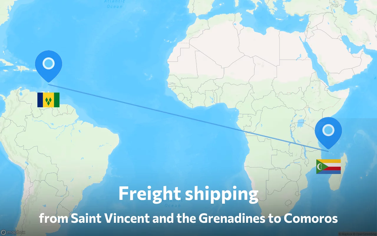 Shipping route from Saint Vincent and the Grenadines to Comoros