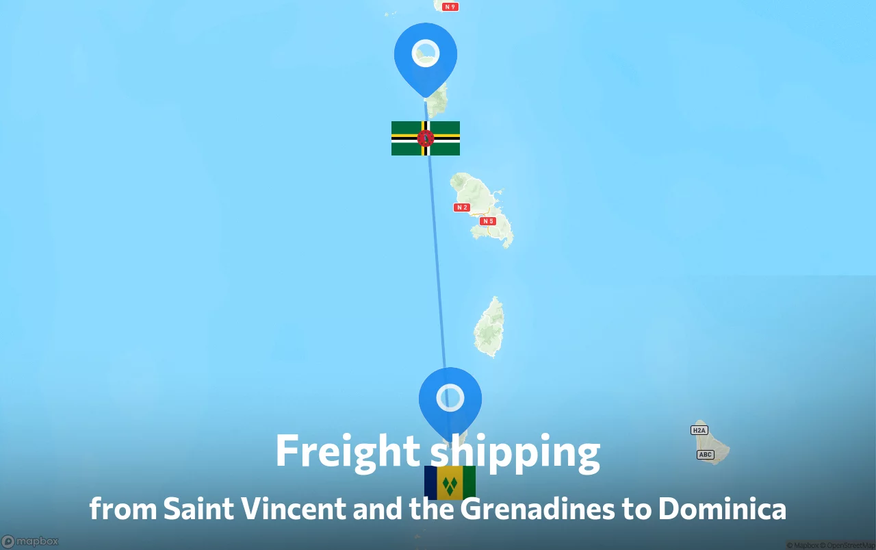 Shipping route from Saint Vincent and the Grenadines to Dominica
