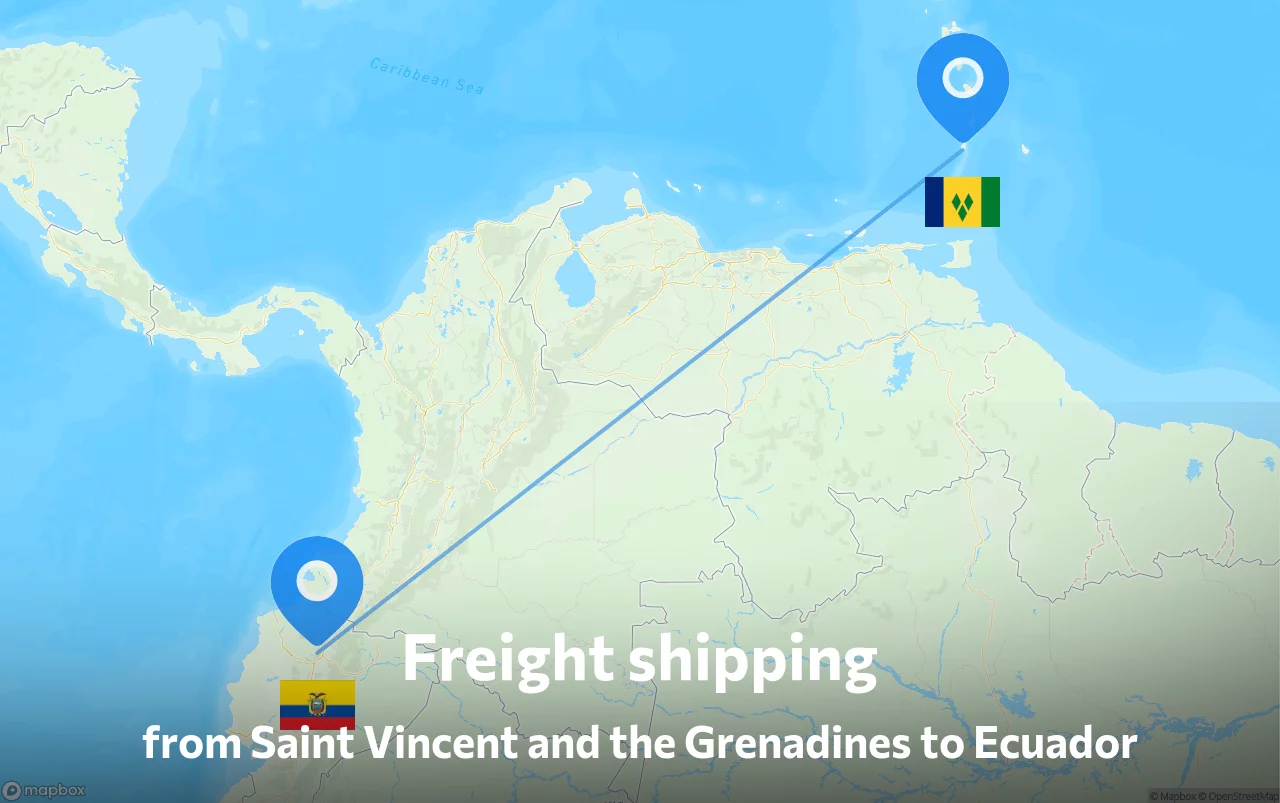 Shipping route from Saint Vincent and the Grenadines to Ecuador