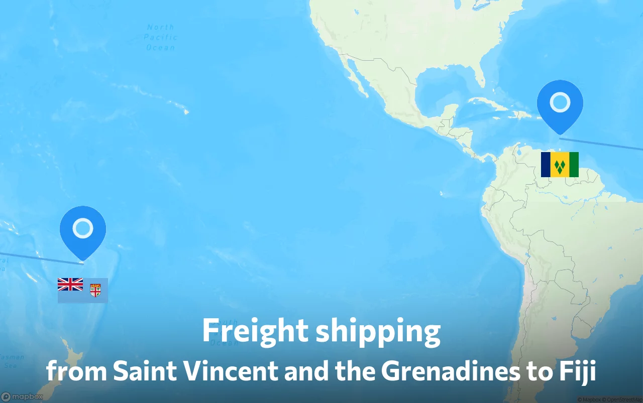 Shipping route from Saint Vincent and the Grenadines to Fiji