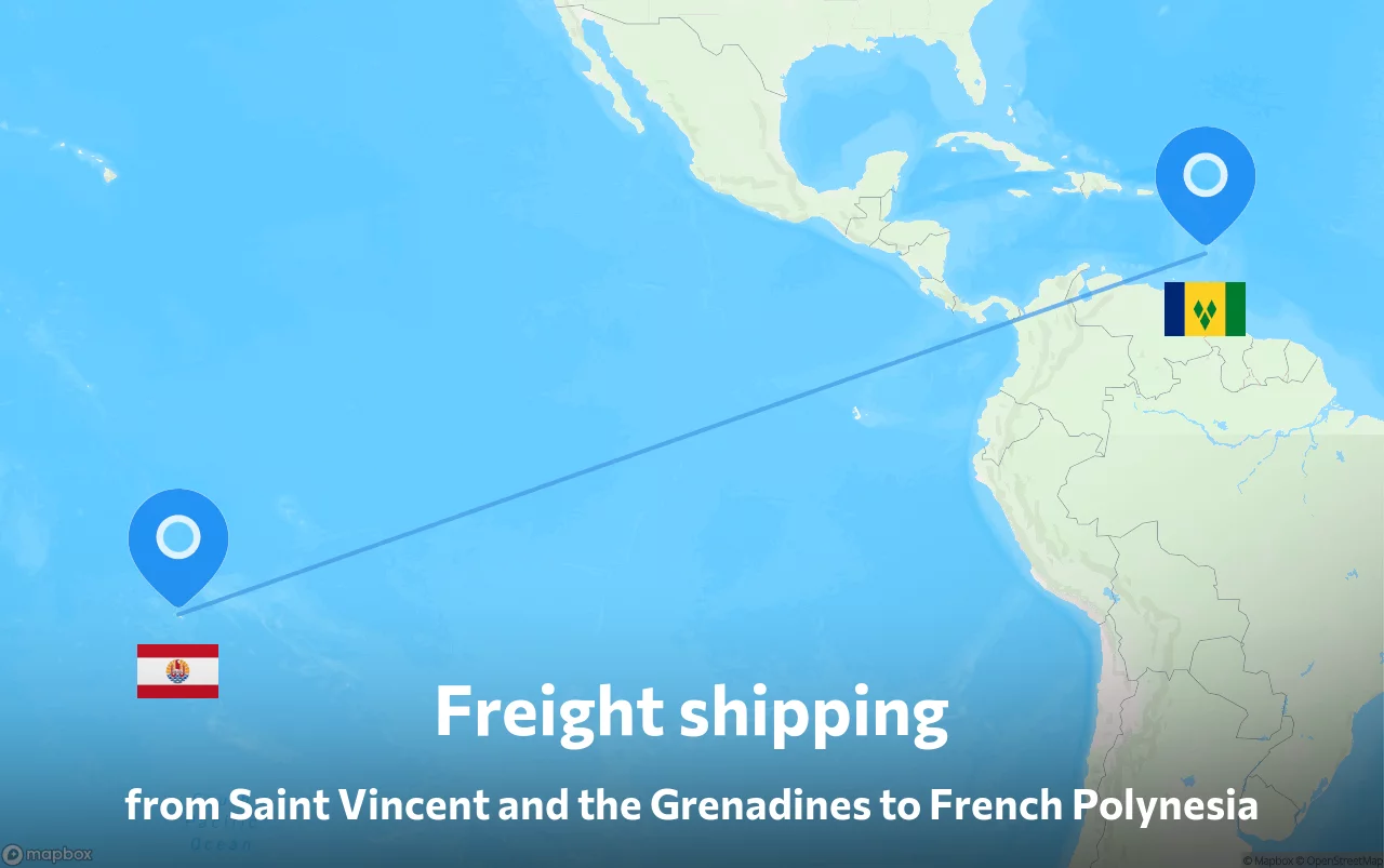 Shipping route from Saint Vincent and the Grenadines to French Polynesia