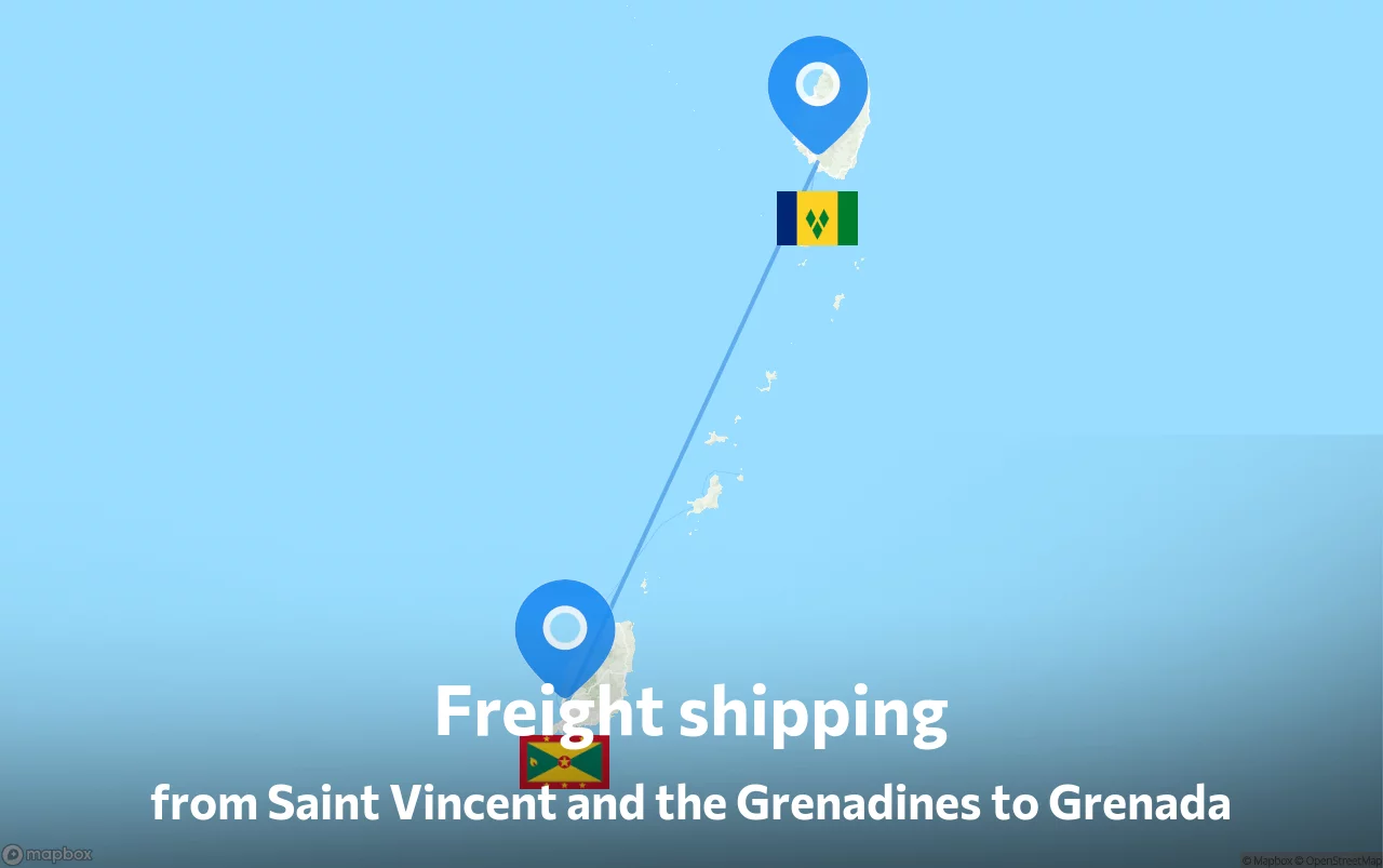 Shipping route from Saint Vincent and the Grenadines to Grenada