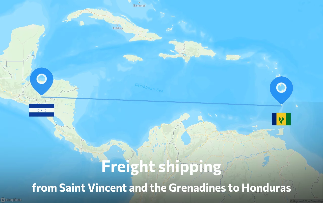 Shipping route from Saint Vincent and the Grenadines to Honduras