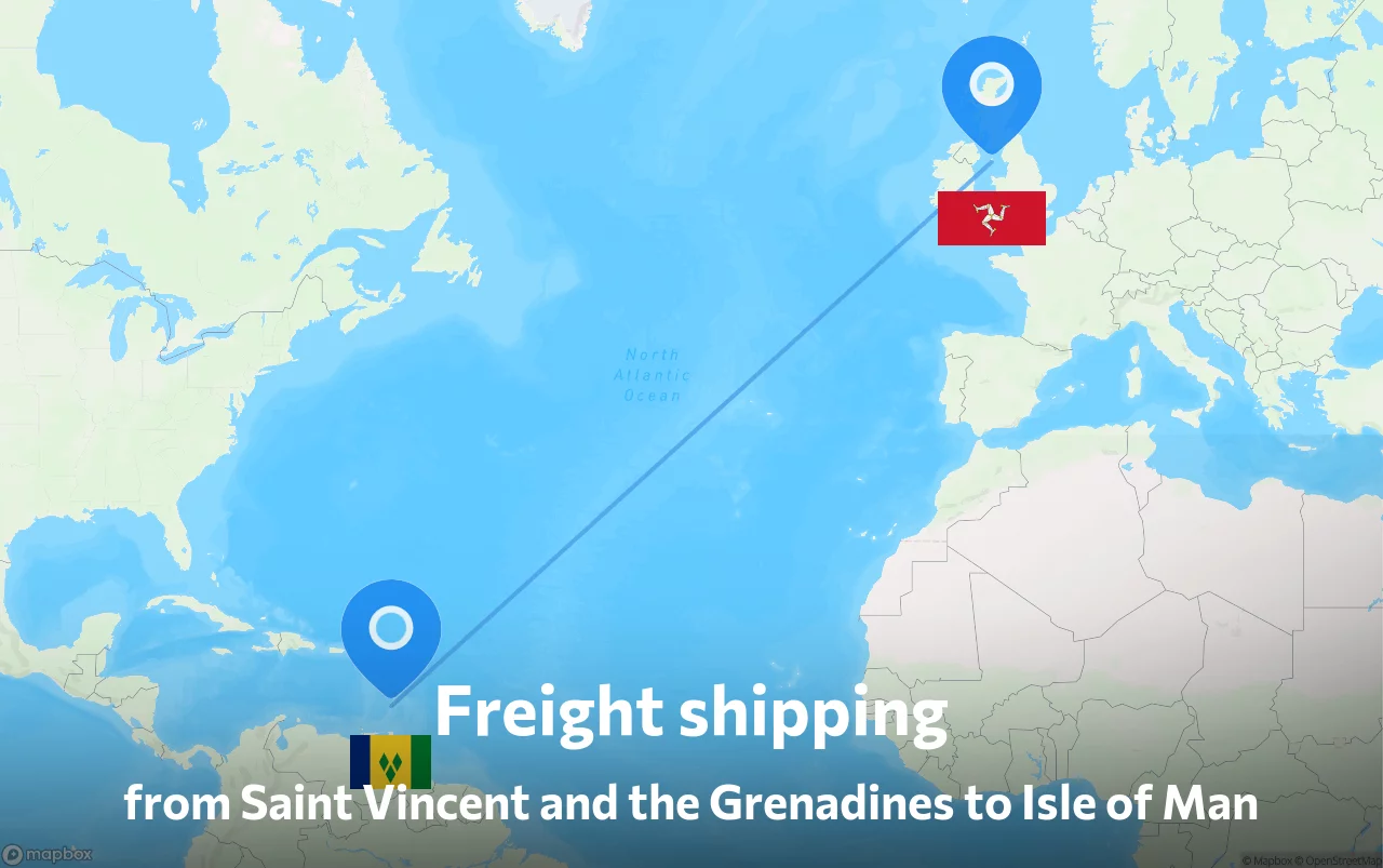 Shipping route from Saint Vincent and the Grenadines to Isle of Man
