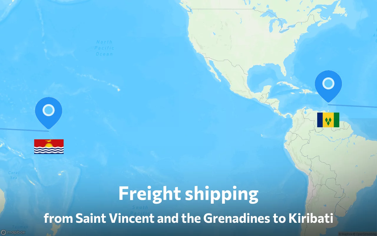 Shipping route from Saint Vincent and the Grenadines to Kiribati