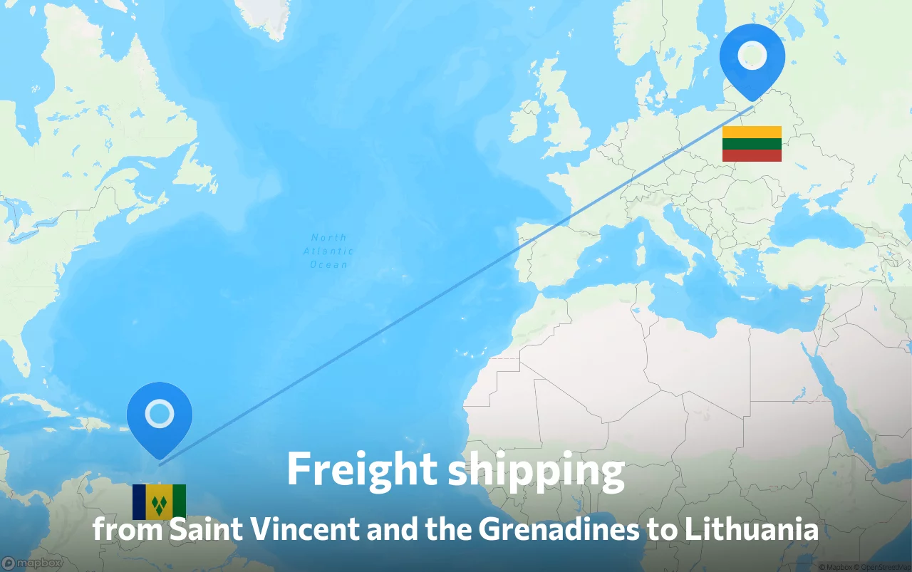 Shipping route from Saint Vincent and the Grenadines to Lithuania