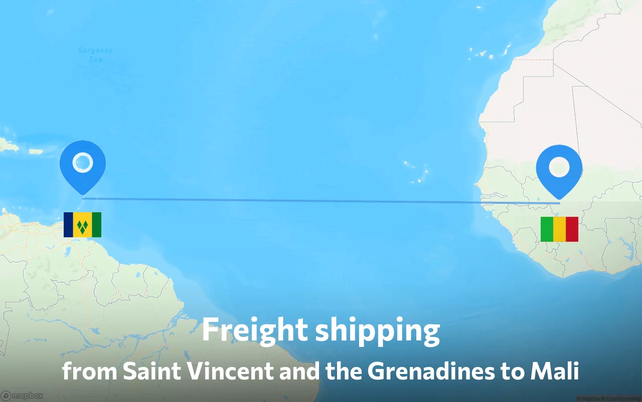Shipping route from Saint Vincent and the Grenadines to Mali