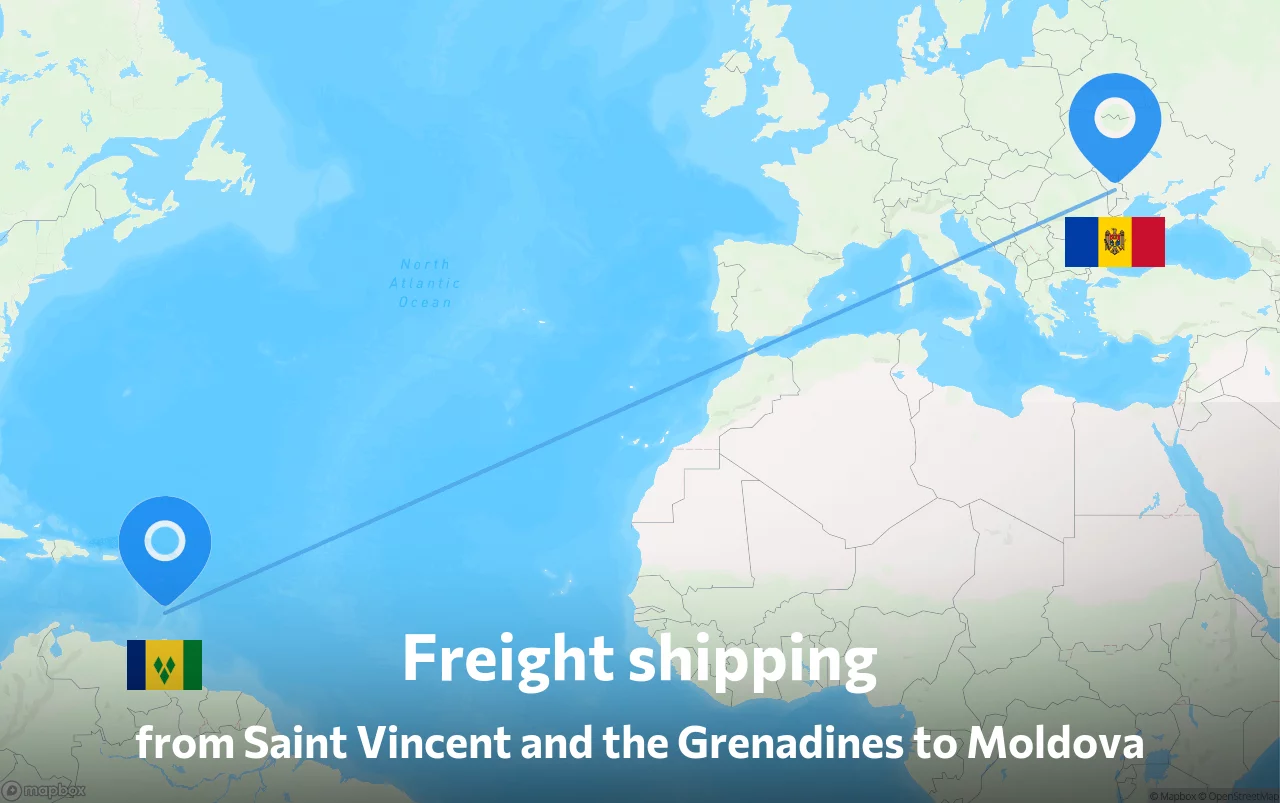 Shipping route from Saint Vincent and the Grenadines to Moldova