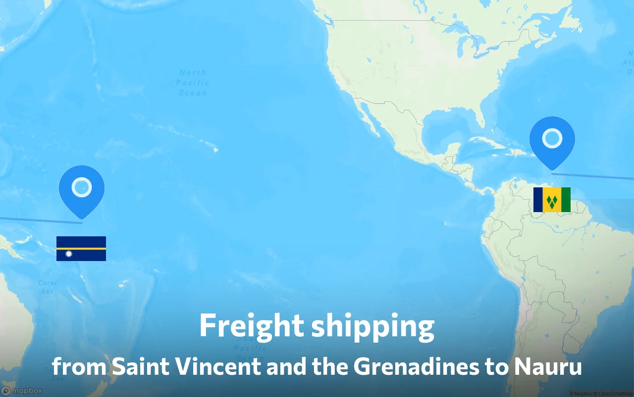 Shipping route from Saint Vincent and the Grenadines to Nauru