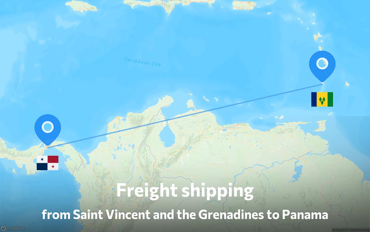Shipping route from Saint Vincent and the Grenadines to Panama