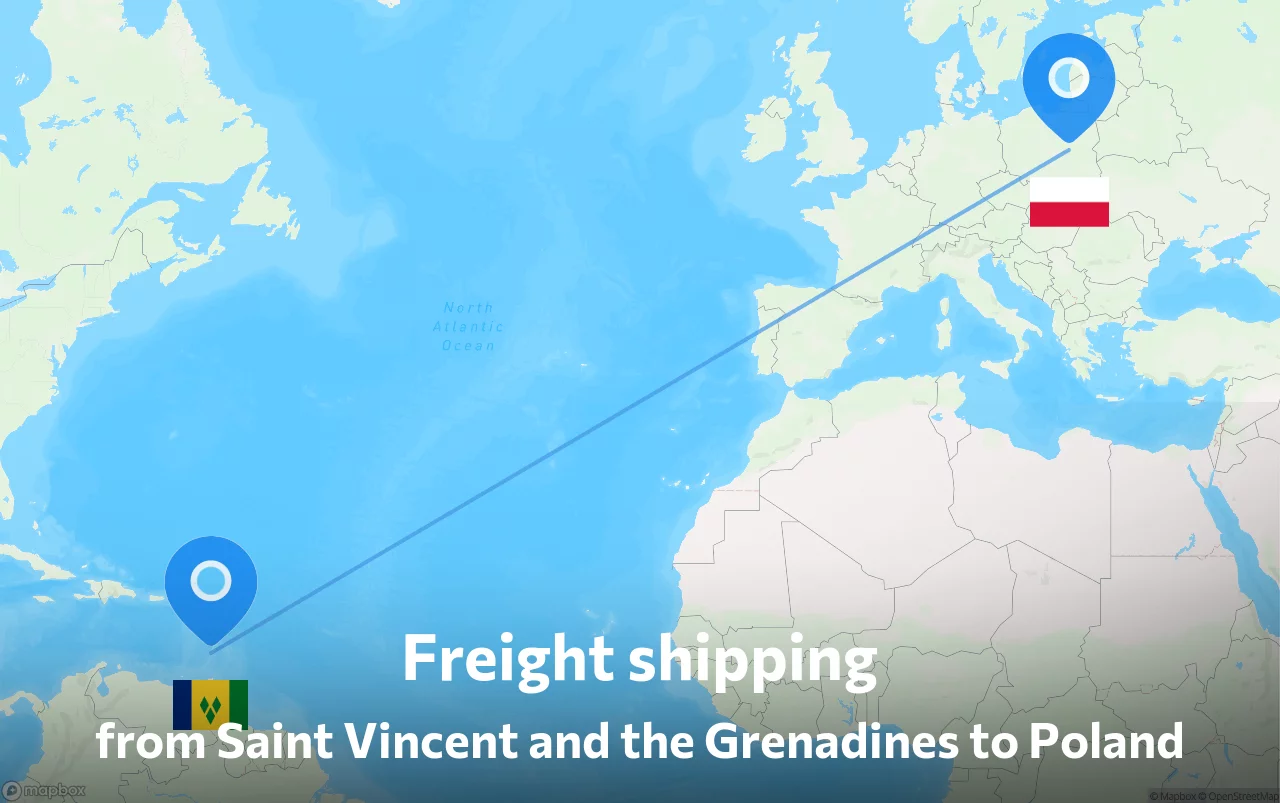Shipping route from Saint Vincent and the Grenadines to Poland