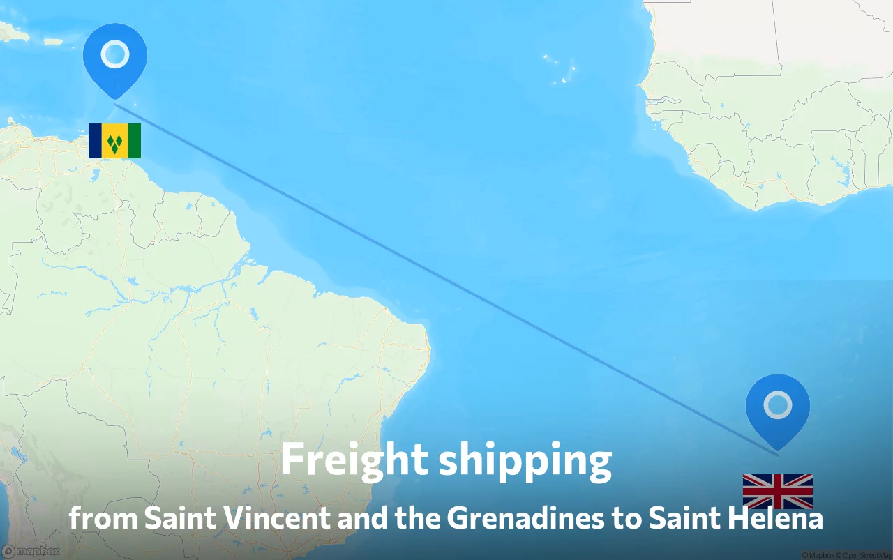 Shipping route from Saint Vincent and the Grenadines to Saint Helena
