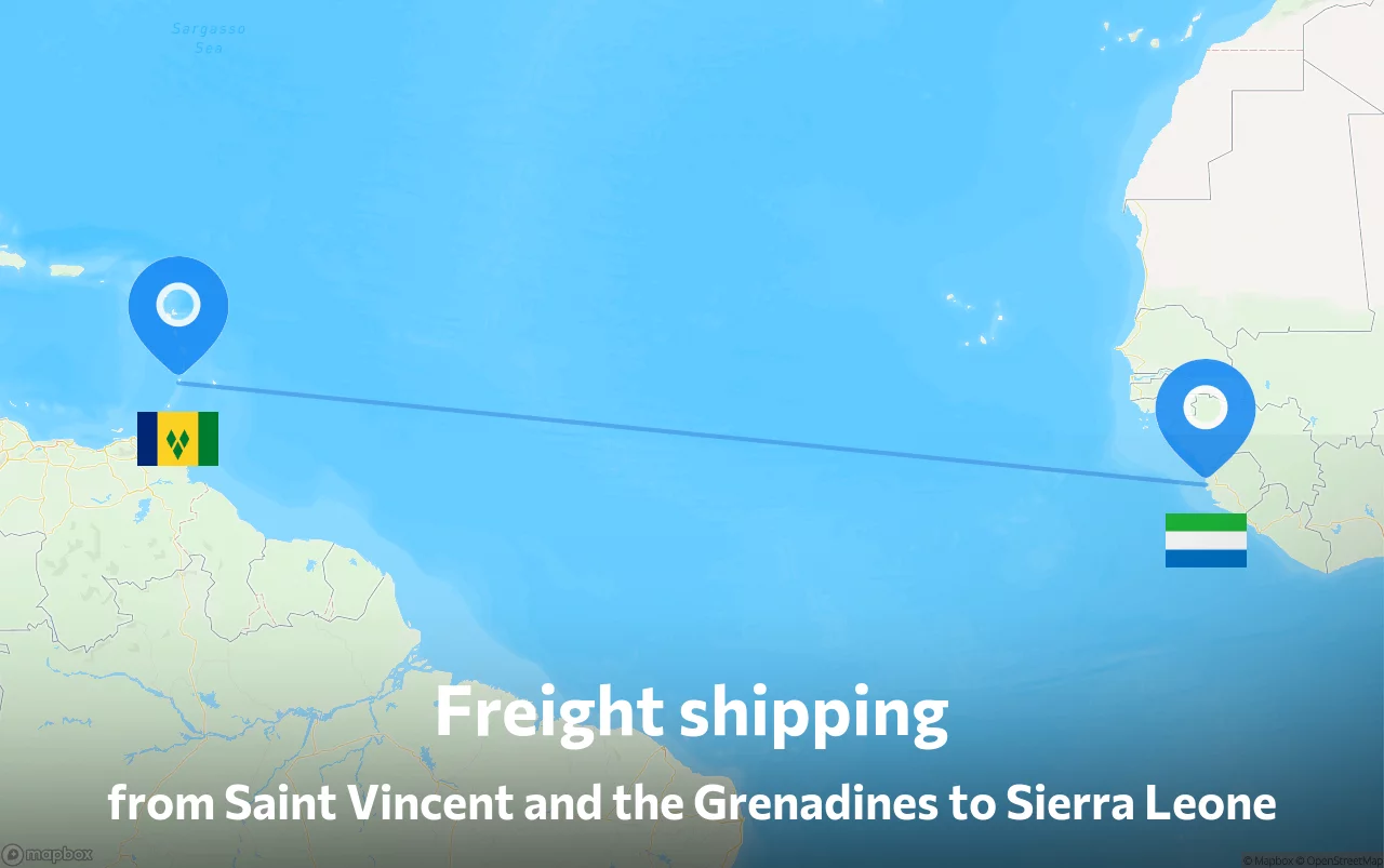 Shipping route from Saint Vincent and the Grenadines to Sierra Leone