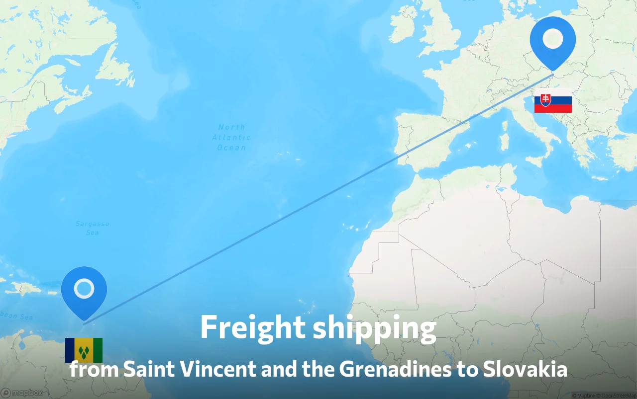 Shipping route from Saint Vincent and the Grenadines to Slovakia