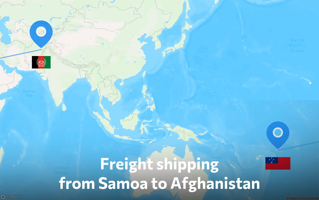 Shipping route from Samoa to Afghanistan