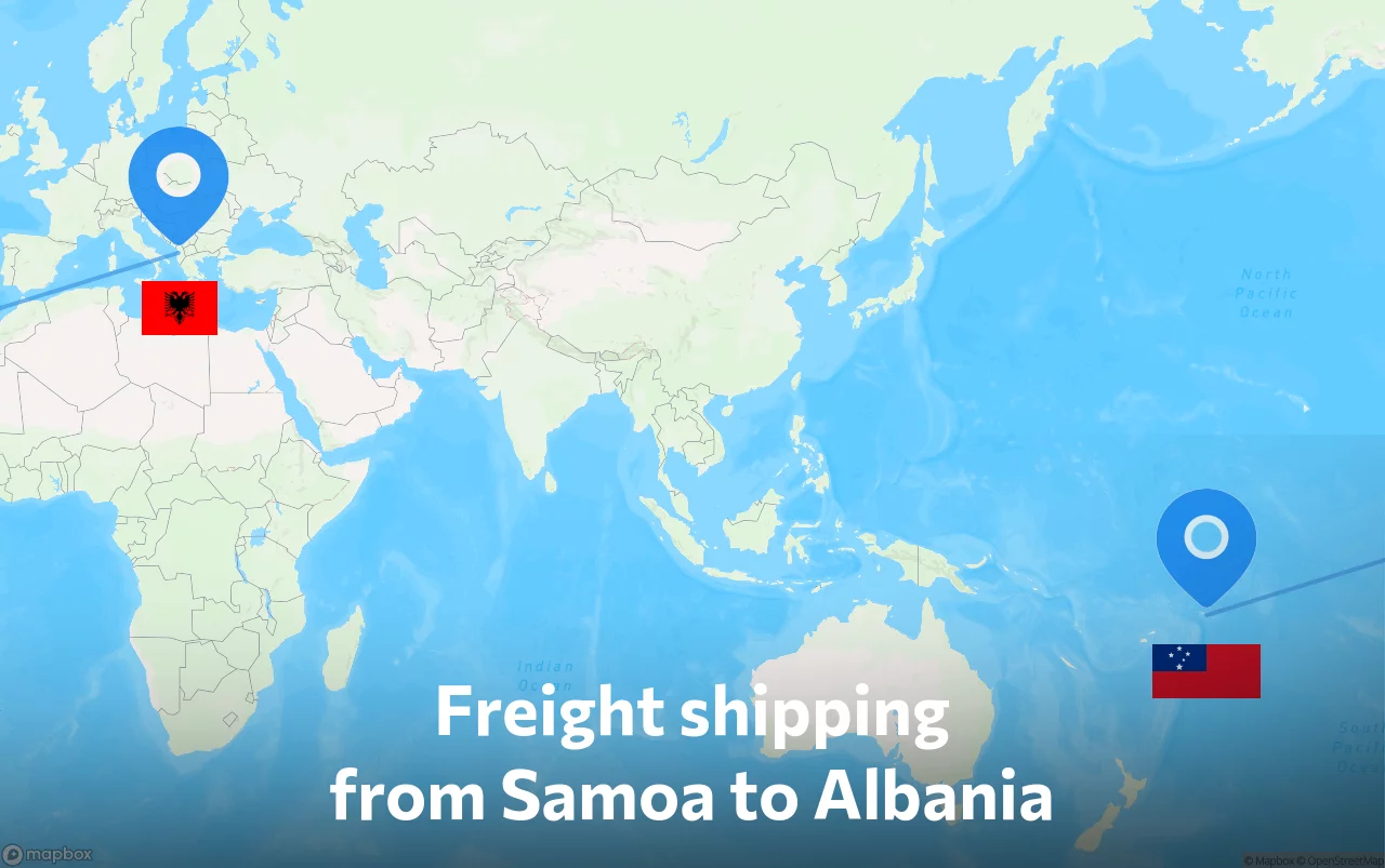 Shipping route from Samoa to Albania