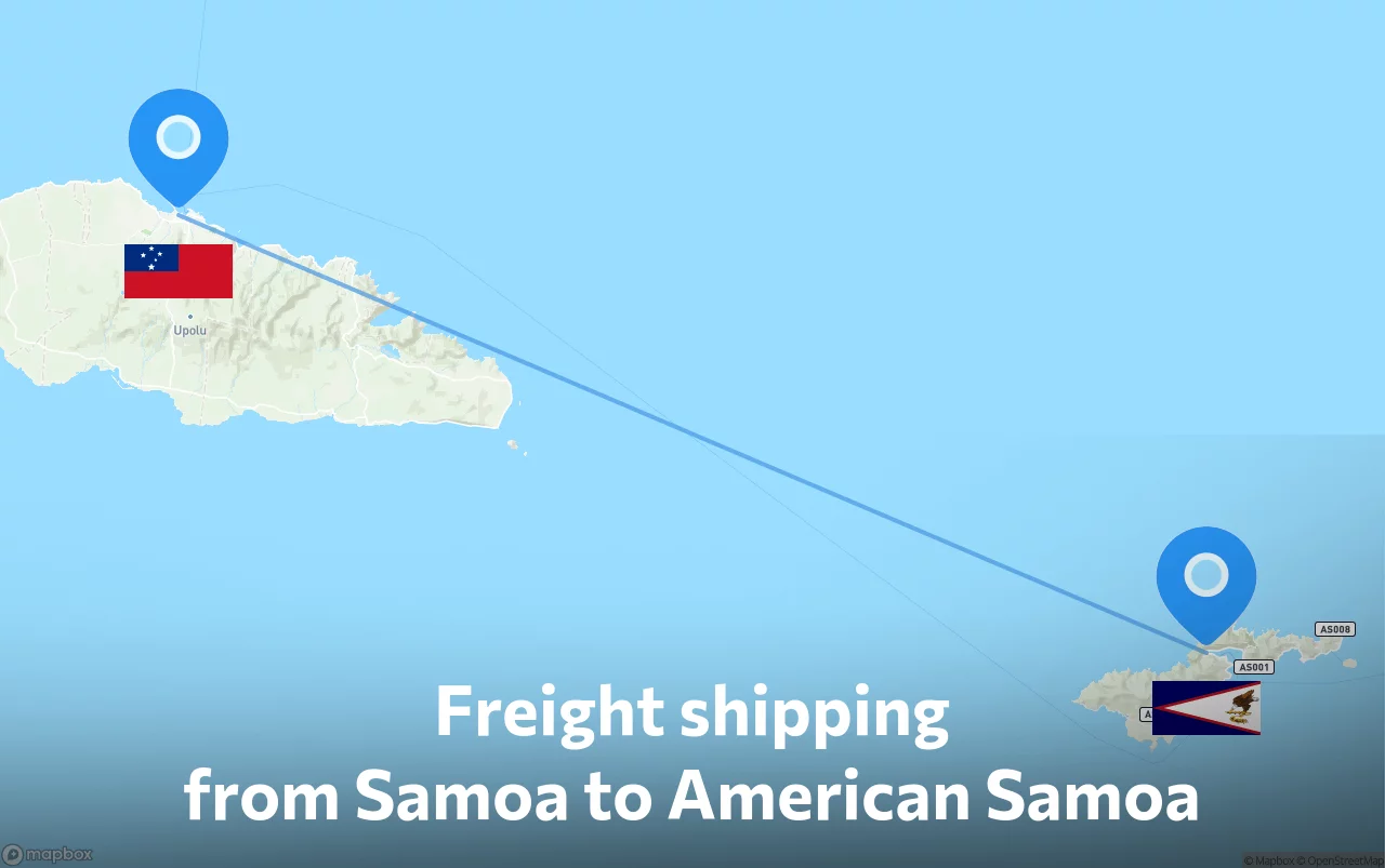 Shipping route from Samoa to American Samoa
