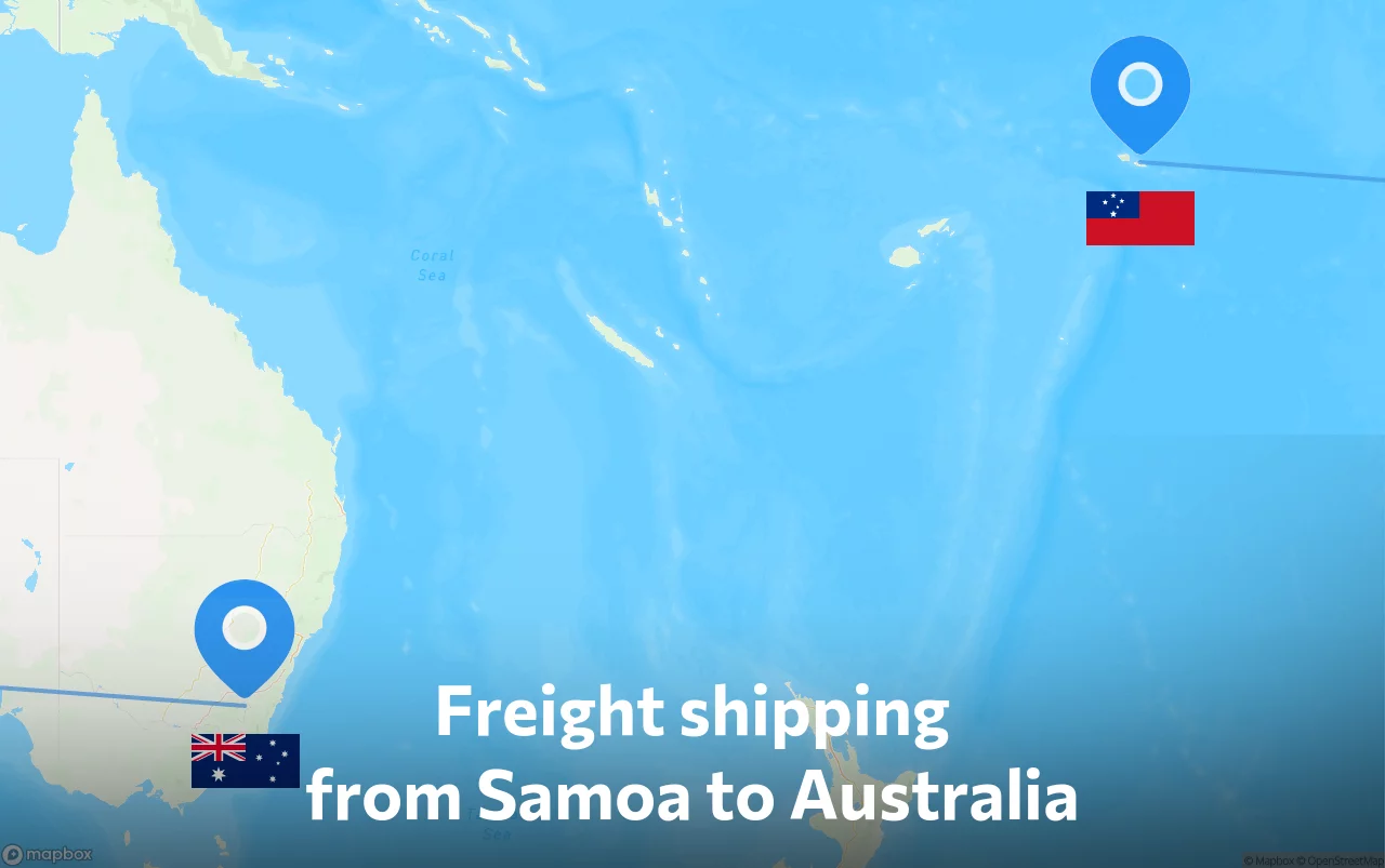 Shipping route from Samoa to Australia
