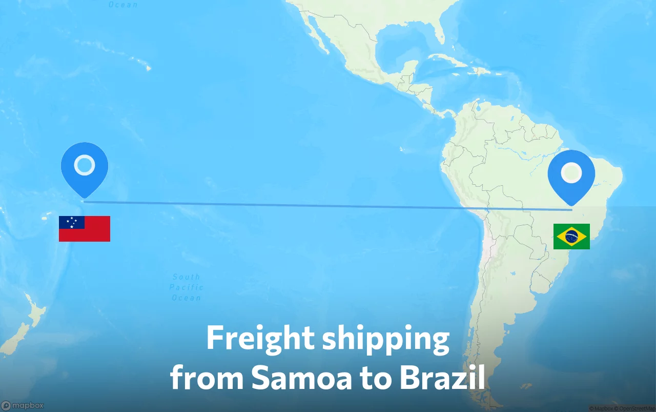 Shipping route from Samoa to Brazil
