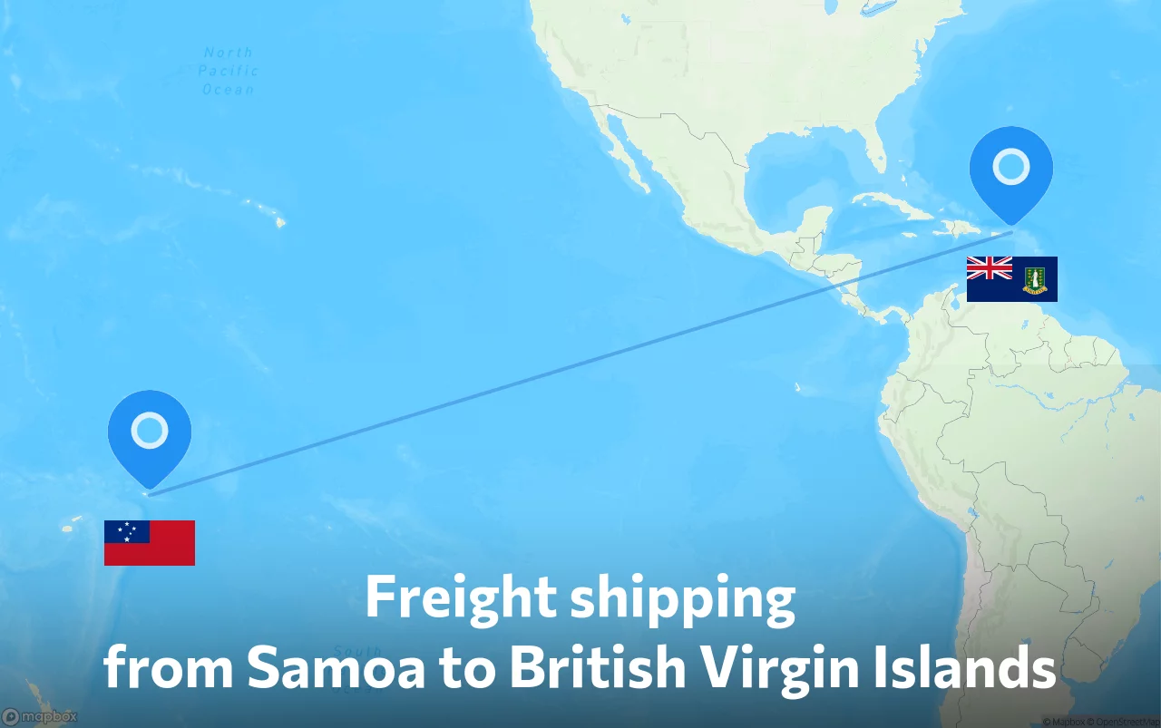 Shipping route from Samoa to British Virgin Islands